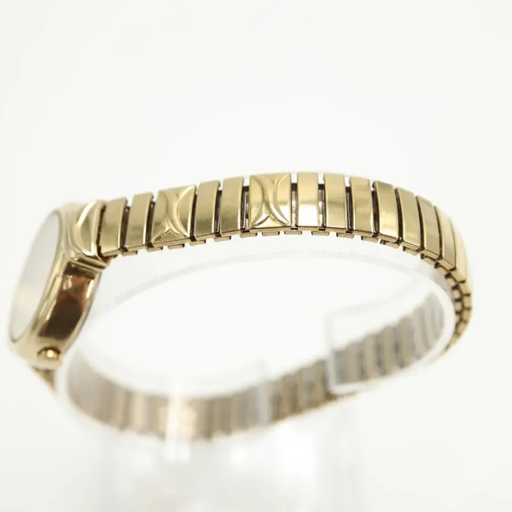 Timex Ladies 26mm Womens Gold Tone Watch Champagne Dial Stretch Band New Battery